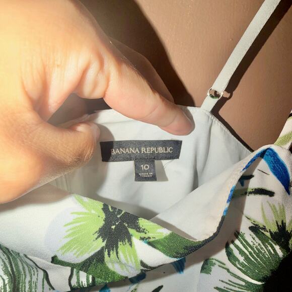 Banana Republic Women's Blue White Floral Romper Dress - Size 10 - Picture 2 of 12